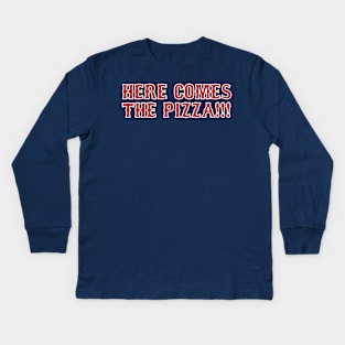 Here Comes The Pizza (with slice) Kids Long Sleeve T-Shirt